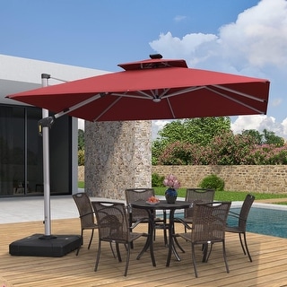 PURPLE LEAF 11 ft Square Outdoor Umbrellas With Lights