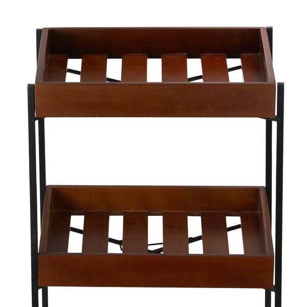 Winslow River of Goods Wooden Slat and Black Metal Storage Cart