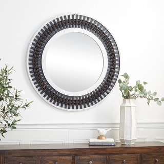 Brown Wood Contemporary Wall Mirror 36 x 36 x 1 - 36 x 1 x 36
