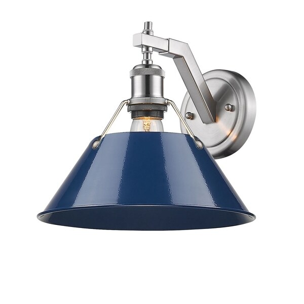 Golden Lighting Orwell PW Pewter Navy Blue Shade Steel 1-light Wall Sconce