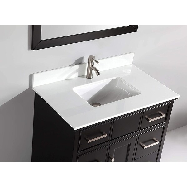 Vanity Art 36" Single Sink Bathroom Vanity Set with Engineered Marble Top and Free Mirror
