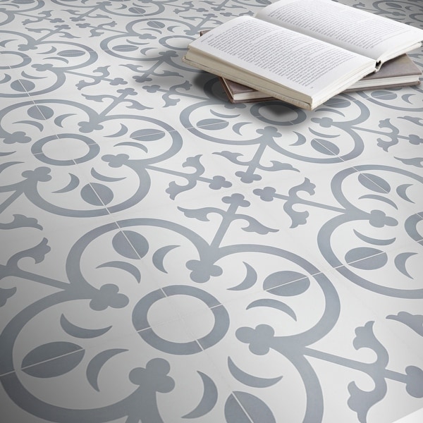 Handmade Nador in White and Grey Tile, Pack of 12 (Morocco)