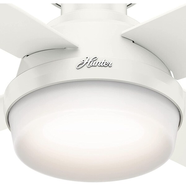 Fan Dempsey Low Profile Indoor Ceiling Fan with LED Light and Remote Control, Metal, Fresh White, 44 Inch