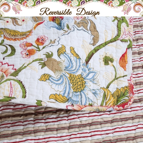 Cozy Line Breezy Floral 3 Piece Reversible Cotton Quilt Set