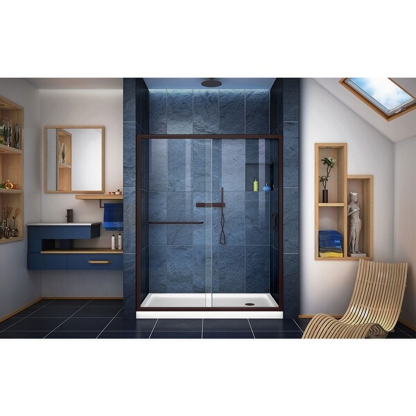 DreamLine Infinity-Z 30 in. D x 60 in. W x 74 3/4 in. H Sliding Shower Door and Shower Base Kit