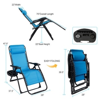 Costway Oversize Lounge Chair Patio Heavy Duty Folding Recliner - Single