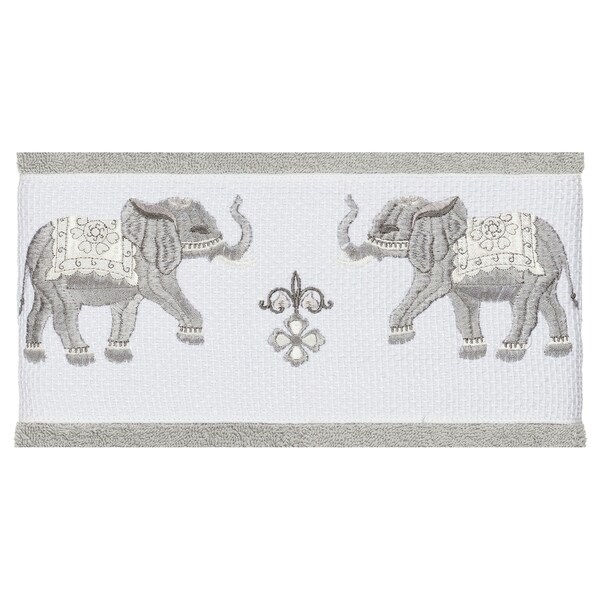 Authentic Hotel and Spa Turkish Cotton Elephants Embroidered Light Grey Bath Towel