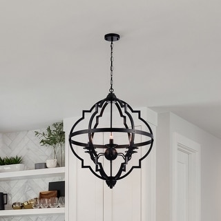 CO-Z 6-Light Candle style Geometric Pendant Chandelier - Black