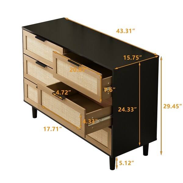 Modern 6 drawers Rattan dresser Rattan Drawer