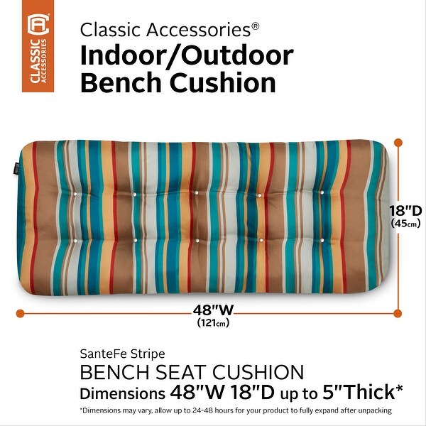 Classic Accessories Water-Resistant Indoor/Outdoor Bench Cushion