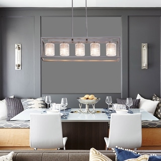 Porch & Den Savoy Cut Crystal 5-light Linear Chandelier - 36.22" W x 7.87" D x 8.66" H inches