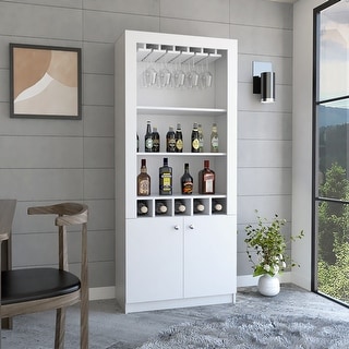 Kitchen 3-Shelf Rectangle 5-Bottle Bar Cabinet