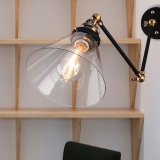 Laurentius Black 1-Light Sconce with Clear Glass Shade (includes Edison bulb)