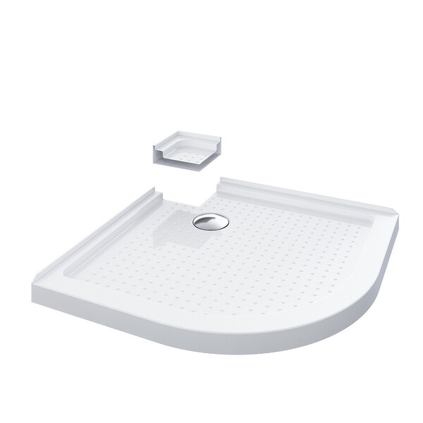 ELEGANT Shower Base 38" D x 38" W x 3" H Stainless Steel Drain - 38" x 38"