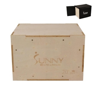 Sunny Health & Fitness Adjustable Wood Plyo Box with Removable Cover