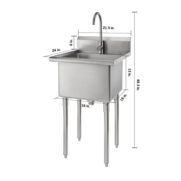 Trinity Stainless Steel Single-basin Utility Sink