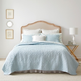 Laura Ashley Felicity Cotton Reversible Blue Quilt Set