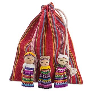 NOVICA Handmade The Worry Doll Gang Cotton Figurine, Set of 12 (El Salvador)