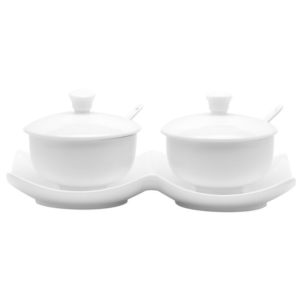 Vanilla Fare 3" 3oz Bowls w/Covers & Spoons 7.5" Tray