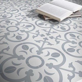 Handmade Nador in White and Grey Tile, Pack of 12 (Morocco)