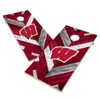 Wisconsin Badgers Cornhole Board Set - Herringbone Design