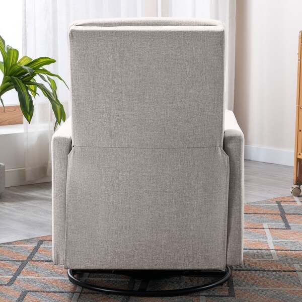 Modern Upholstered Rocker Nursery Chair, 360� Degree Swivel Plush Seating Glider Recliner Chair
