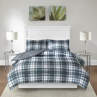 Madison Park Essentials Hartford Plaid Gray 3M Scotchgard Moisture Wicking Down Alternative Comforter Set