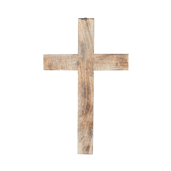 Brown Mango Wood Traditional Wall Decor Cross 24 x 15 x 1 - 15 x 1 x 24