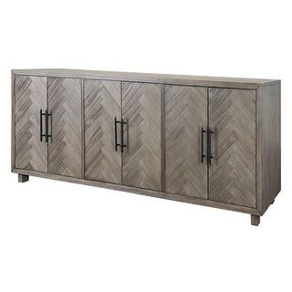 90" Six Door TV Console, Entertainment Stand, Wood Accent Cabinet, Fully Assembled, Gray - 90"W x 32"H x 16"D