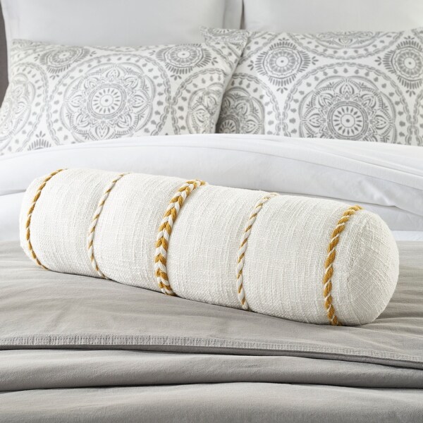 Mina Victory Life Styles Braided Stripes Tassels 6" X 20" Indoor Throw Pillow