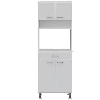 TUHOME Della 60 Kitchen Pantry with Drawer, 2 Cabinets, and Metal Legs - N/A