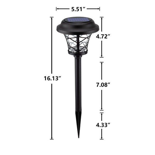 Solar Powered 6 Pack Metal & Glass Black Pathway Light - 6 Pack