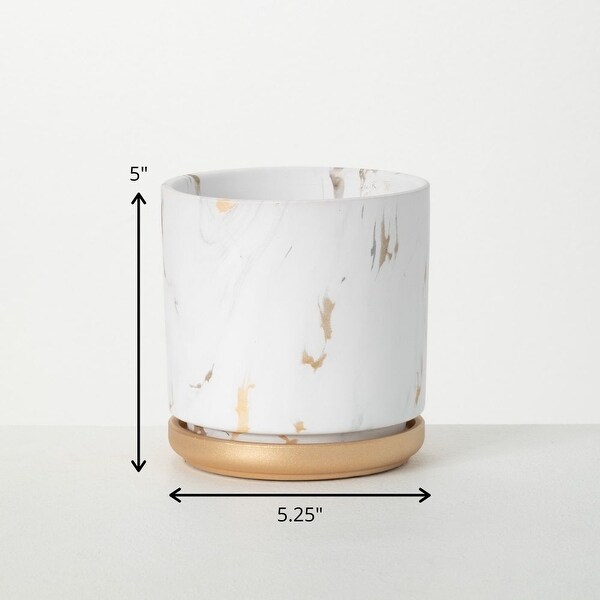 Sullivans Marble Gilded Medium Ceramic Planter 5"H Multicolored - 5.25"L x 5.25"W x 5"H