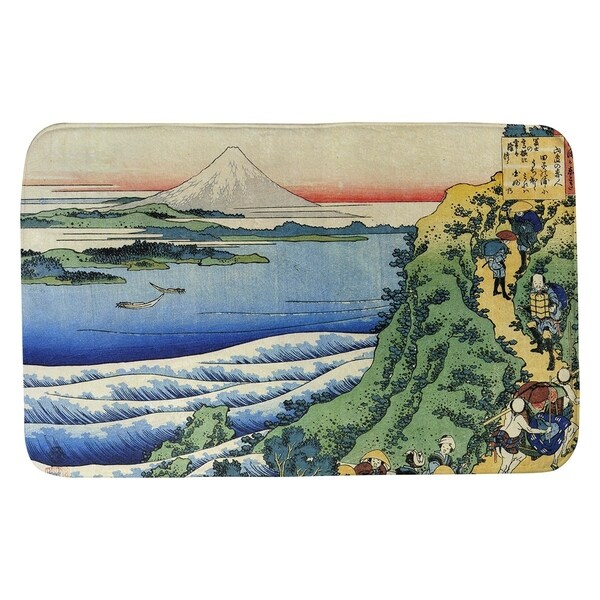Hokusai Travellers Climbing a Mountain Path Bath Mat