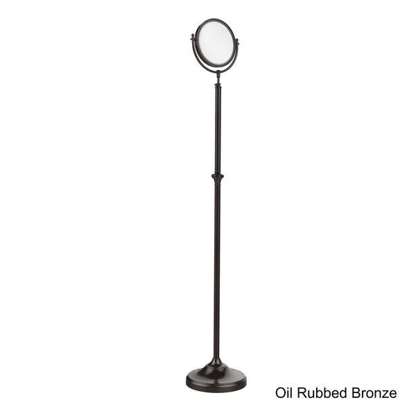 Allied Brass Adjustable Height Floor Standing 8-inch Diameter with 5X Magnification Makeup Mirror