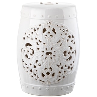 SAFAVIEH Flora Antique White Ceramic Decorative Garden Stool