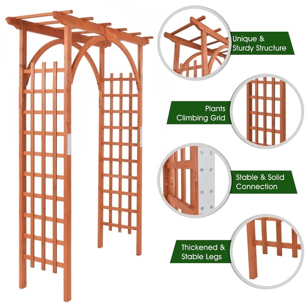 Costway Premium Outdoor Wooden Cedar Arbor Arch Pergola Trellis Wood