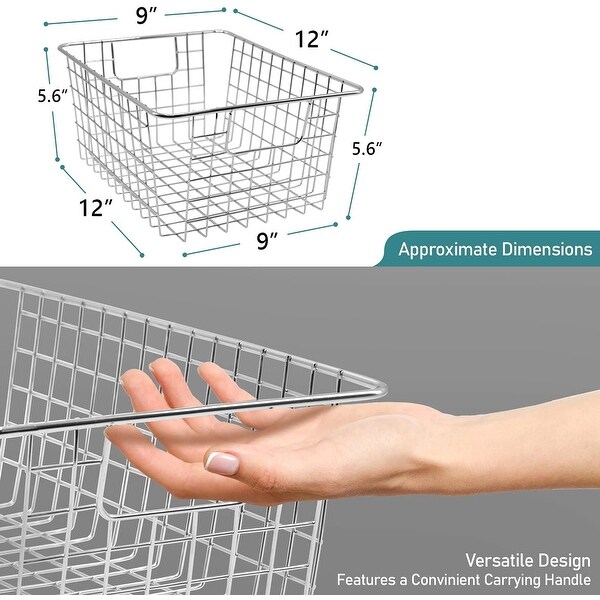 Stackable Baskets Storage Bin Metal Wire Organizers Iron (2-Pack) - 2-Pack