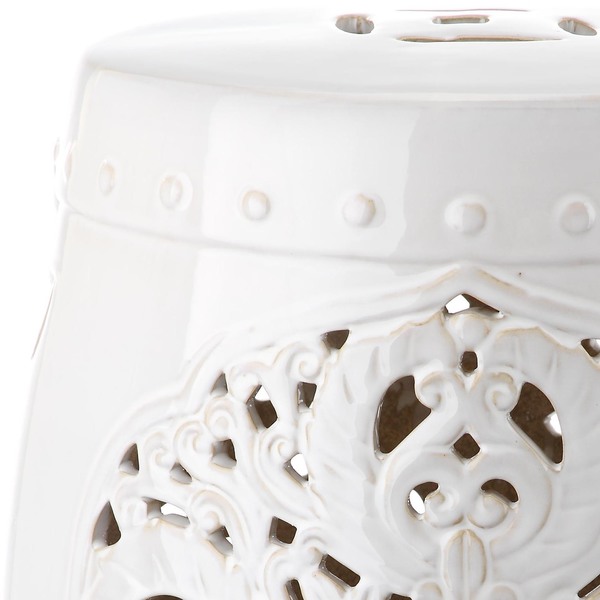 SAFAVIEH Flora Antique White Ceramic Decorative Garden Stool