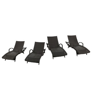 Salem Outdoor Wicker Adjustable Chaise Lounges w/ Arms (Set of 4) by Christopher Knight Home