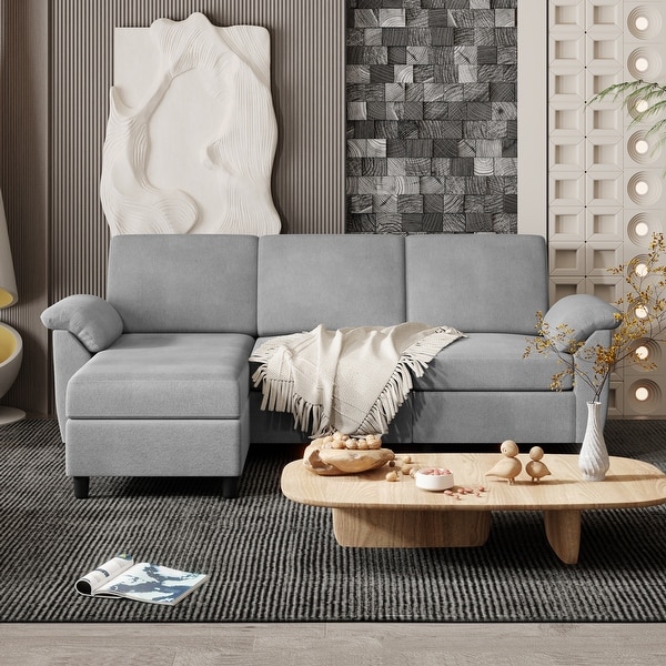 Futzca Sectional Sofa Couch, 3 Seat L Shaped Sofa with Removable Pillows