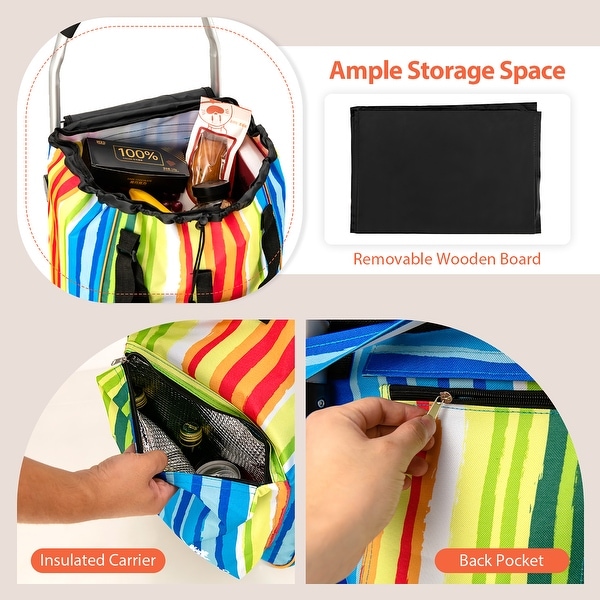 Costway Foldable Shopping Cart Rolling Utility Grocery Trolley - See Details