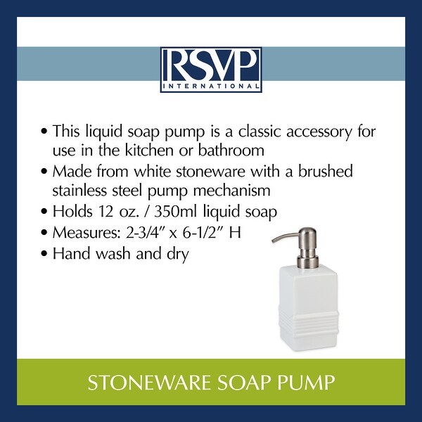 Stoneware Soap Pump Dispenser - White