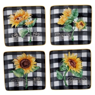 Certified International Sunflower Fields 6-inch Canape/Luncheon Plates (Set of 4)