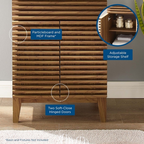 Render 23.5" Bathroom Vanity in Walnut (Sink Basin Not Included) - Walnut