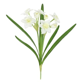 Set of 3 Cream White Artificial Daffodil Flower Stem Bush Bouquet 22in - 22" L x 8" W x 5" DP
