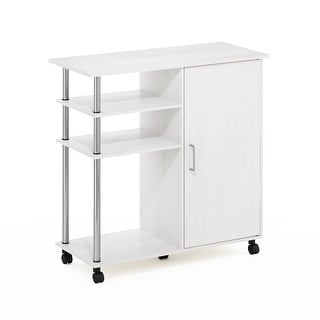 Furinno Helena 4-Tier Utility Kitchen Island and Storage Cart on wheels with Stainless Steel Tubes