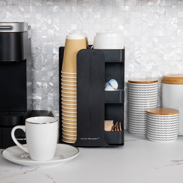Mind Reader Anchor Collection, 8-Compartment Coffee Cup, Lid, & Condiment Carousel, Countertop Organizer