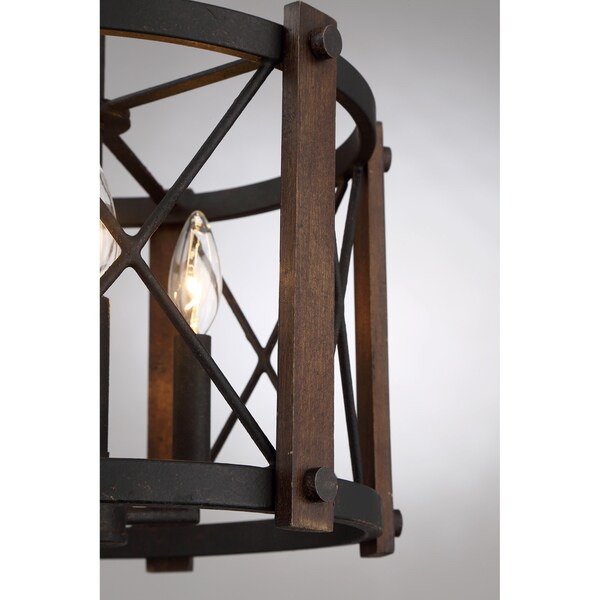 Quoizel Baron 3-Light Marcado Black Rustic Semi-Flush Mount