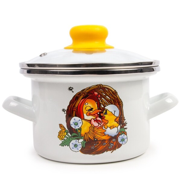 STP Goods Cute Ducklings Enamel on Steel 1.6-quart Pot w/Lid